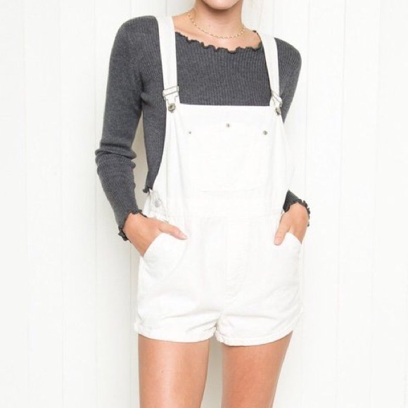 Brandy Melville Pants - BRANDY MELVILLE WHITE DENIM OVERALLS NEW